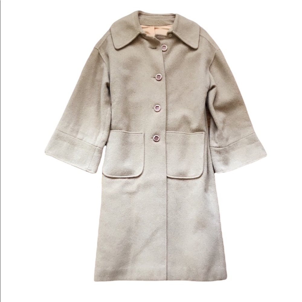 Cream Thick Winter Cozy Wool Blend Single Breasted Pea Coat